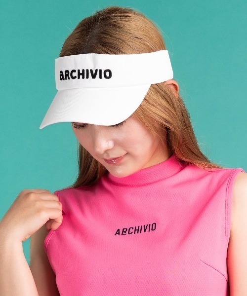 新品❤️アルチビオブラックバイザー ロゴ刺繍入り archivio サンバイザー 「LADIES」刺繍ロゴサンバイザー