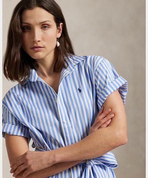 POLO RALPH LAUREN シャツワンピース ベルテッド ストライプド
