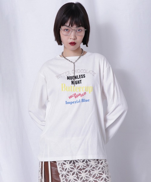 tシャツ (CREOLME)ロゴプリントロングTシャツ レディース