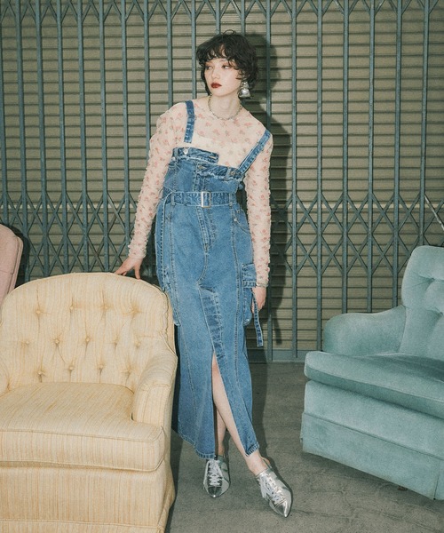 ジャンパースカート カーゴデニムジャンスカ「ELLEgirl