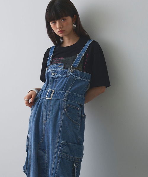 ジャンパースカート カーゴデニムジャンスカ「ELLEgirl