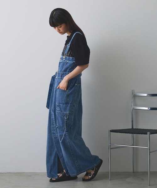 ジャンパースカート カーゴデニムジャンスカ「ELLEgirl
