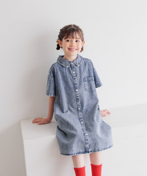 ワンピース 100cm シアードッキングワンピース(80cm レモン イエロー): キッズ
