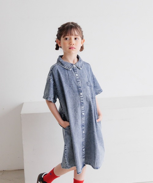 BAYFLOW（ベイフロー） ワンピース 「綿100%」デニムシャツワンピ(KIDS
