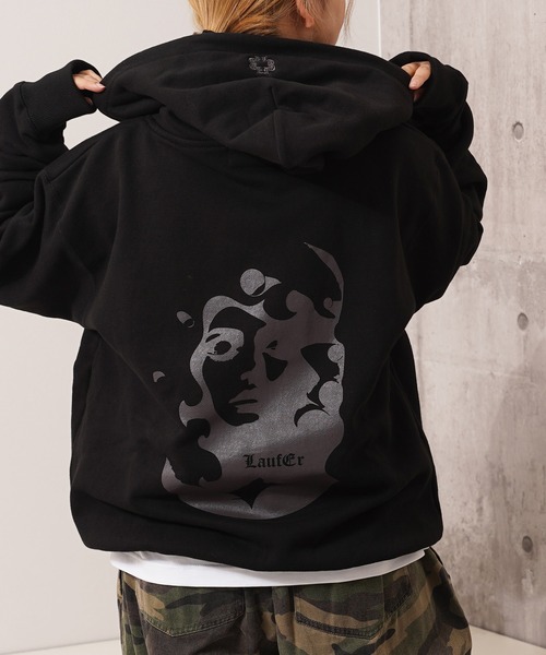 Laufer パーカー 「Laufer」アブストラクト フェイス ジップパーカー