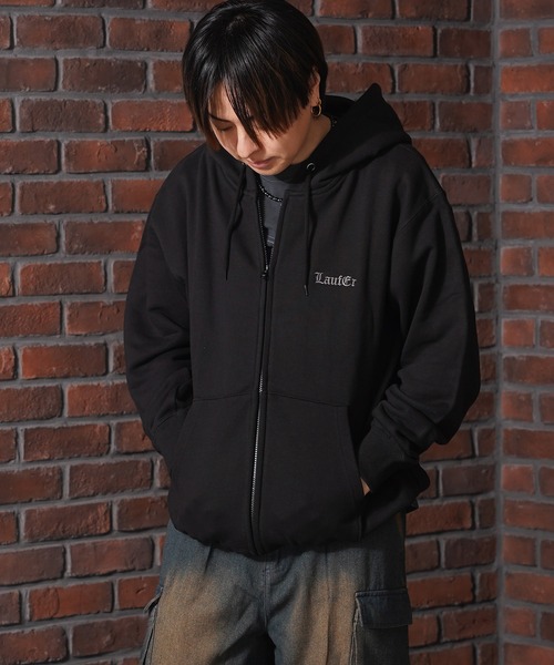 Laufer パーカー 「Laufer」アブストラクト フェイス ジップパーカー