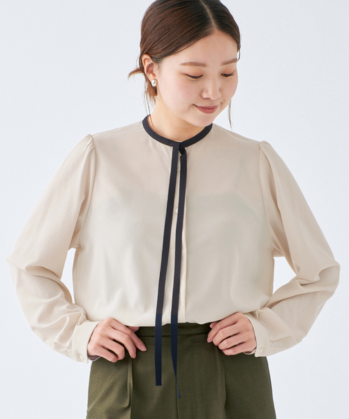 IENA ブラウス シャツ ハイショクボウタイブラウス レディース