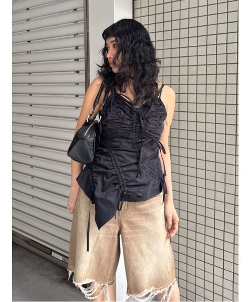 【スライ】DRAWSTRING CAMI トップス スライ SLY DRAWSTRING CAMI トップス （BLK） - ファッション