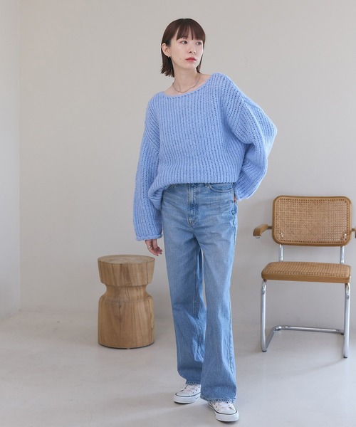 「meilmada」 長袖ニット FREE ブルー レディース_画像2