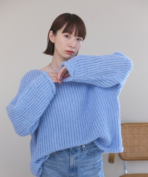 「meilmada」 長袖ニット FREE ブルー レディース_画像3