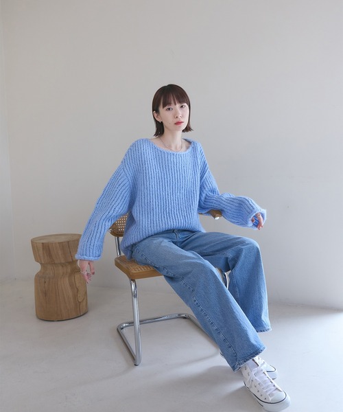 「meilmada」 長袖ニット FREE ブルー レディース_画像9