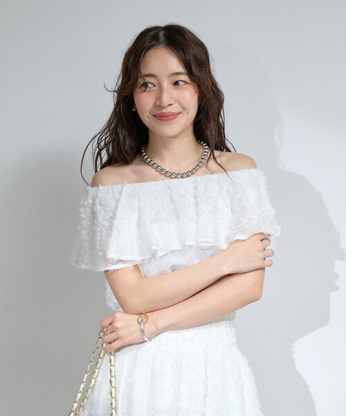 ルーニィ新品⭐️洗える❗️完売❗️カットジャカードブラウスフリンジラメブラウス La boutique Bonbon ブラウス シャツ 「セットアップ可・最強愛