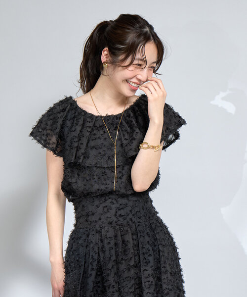 ルーニィ新品⭐️洗える❗️完売❗️カットジャカードブラウスフリンジラメブラウス La boutique Bonbon ブラウス シャツ 「セットアップ可・最強愛