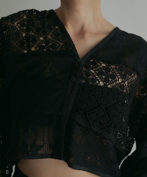 anuke カーディガン Patchwork Lace Cardigan レディース