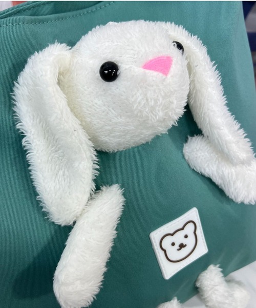 pyornim トートバッグ うさぎぬいぐるみ付きショルダートート