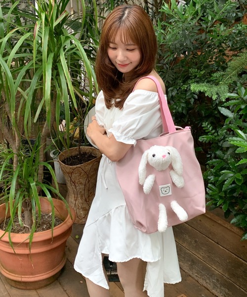【美品】PAPILLONNER うさぎバッグ　レザー　トートバッグ　ピンク 美品】PAPILLONNER うさぎバッグ レザー トートバッグ ピンク