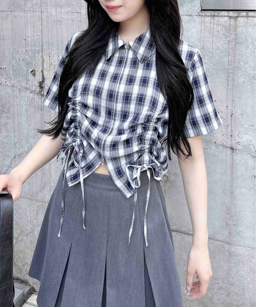 GANNI チェック柄 半袖シャツ カラフル チェック柄シャツ G104CSH0035 | liberal style