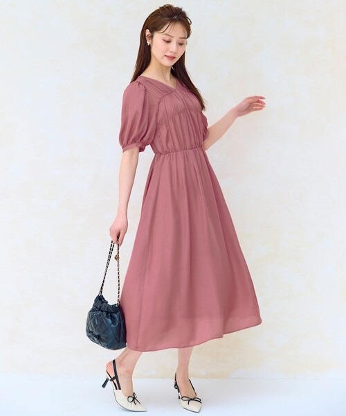 Feroux（フェルゥ） ワンピース 「洗える」ギャザーデザイン