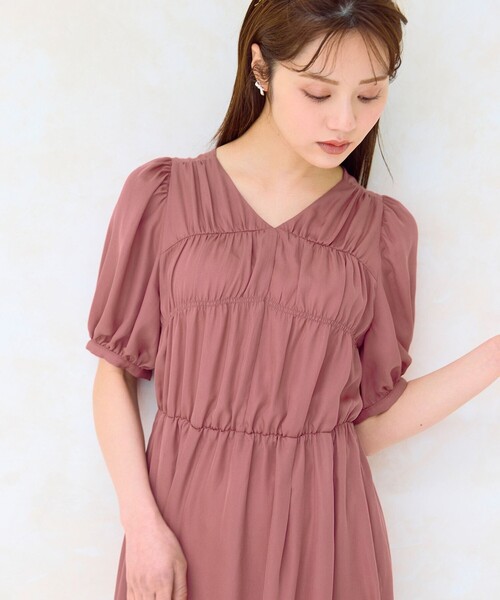Feroux（フェルゥ） ワンピース 「洗える」ギャザーデザイン