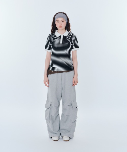 ポロシャツ ポロ Multi Border Polo Top レディース Multi Border Polo Top（ポロシャツ）｜Her lip to（ハーリップ