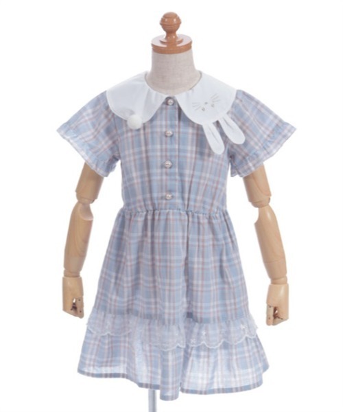 axes femme（アクシーズ ファム） ワンピース うさぎ襟サマーチェック