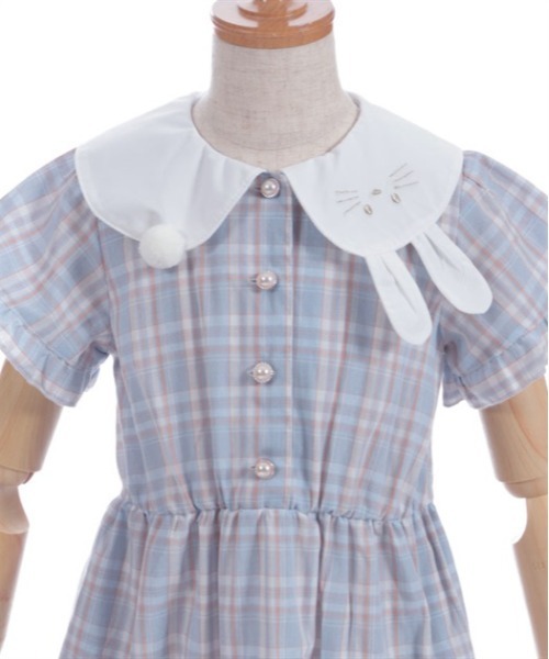 axes femme（アクシーズ ファム） ワンピース うさぎ襟サマーチェック