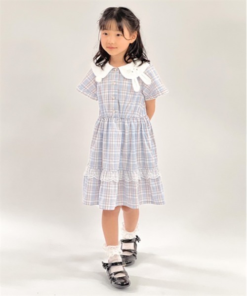 axes femme（アクシーズ ファム） ワンピース うさぎ襟サマーチェック