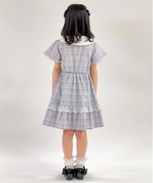 ゆ*い様 familiar 長袖 ニットワンピース チェック 青 クマ うさぎ axes femme（アクシーズ ファム） ワンピース うさぎ襟サマーチェック