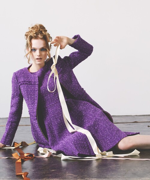 TOCCA（トッカ） ノーカラーコート 2 パープル レディース : ZOZOTOWN