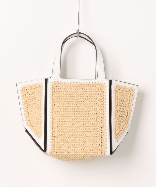 MICHAEL KORS トートバッグ JORDI ハンドクロシェ ＆ レザー