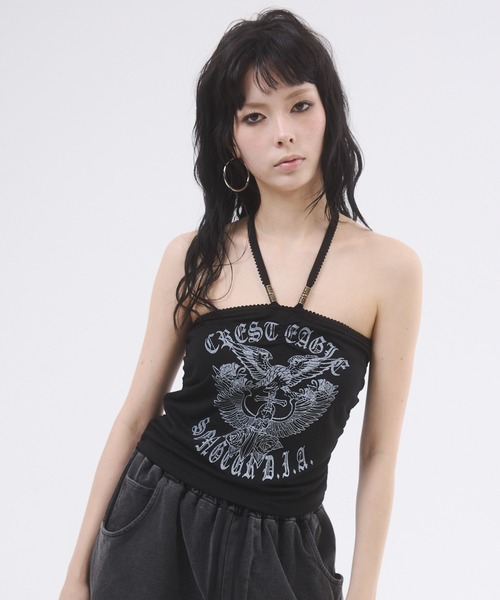 DAIYA（ダイヤ） tシャツ イーグルプリントホルターネックトップス