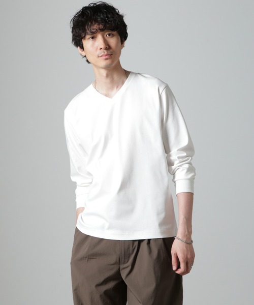 「NANO universe」 長袖Tシャツ X-LARGE ホワイト メンズ