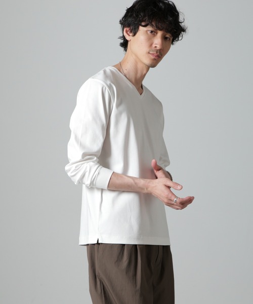 「NANO universe」 長袖Tシャツ X-LARGE ホワイト メンズ
