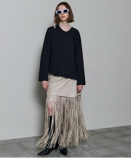 MAISON SPECIAL スカート 「PRE-ORDER」Vegan Leather Fringe