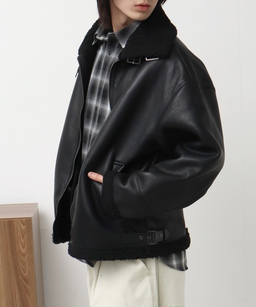 (66%OFF)  POLO ポロ / ムートンレザー ライダースジャケット U.S. POLO ASSN.（ユーエスポロアッスン） ブルゾン アウター B3