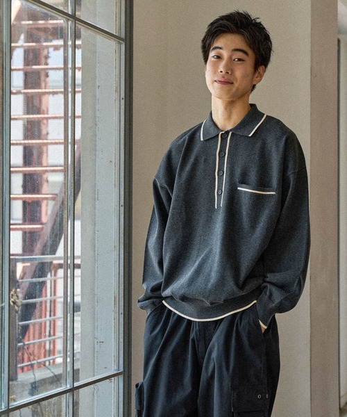 niko and…（ニコアンド） ポロシャツ 配色ニットポロ メンズ