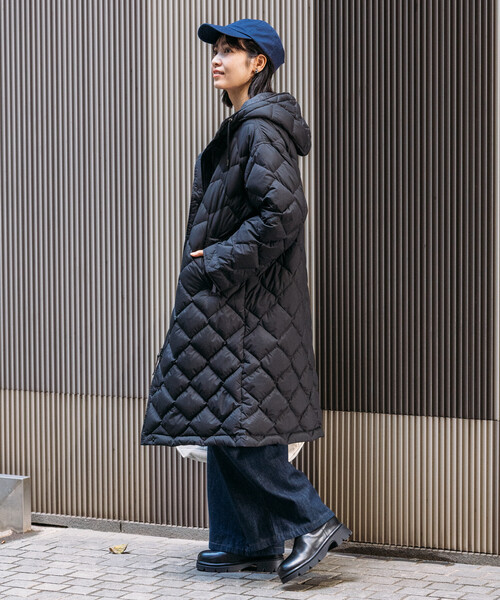 フード付きロングダウンジャケット　ブラック　ナンガ FREAK'S STORE（フリークスストア） ダウンコート ダウンジャケット