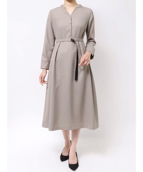 TONAL（トーナル） uvカット ワンピース パールボタンフレアワンピース