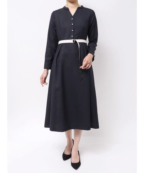 TONAL（トーナル） uvカット ワンピース パールボタンフレアワンピース