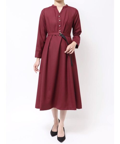 TONAL（トーナル） uvカット ワンピース パールボタンフレアワンピース