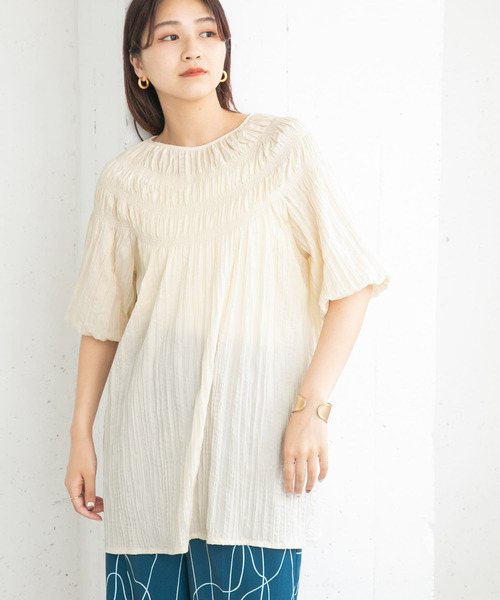 「KBF」 半袖チュニック ONE ブラウン レディース_画像2