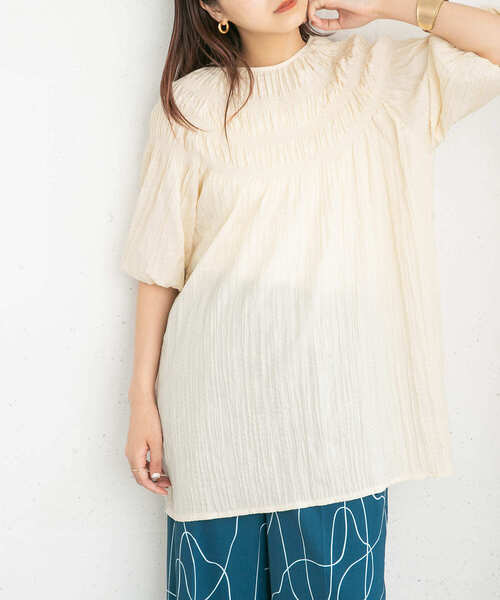 「KBF」 半袖チュニック ONE ブラウン レディース_画像4