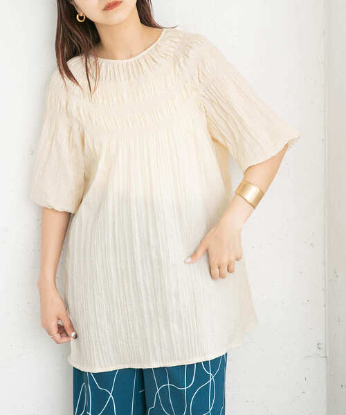 「KBF」 半袖チュニック ONE ブラウン レディース_画像5