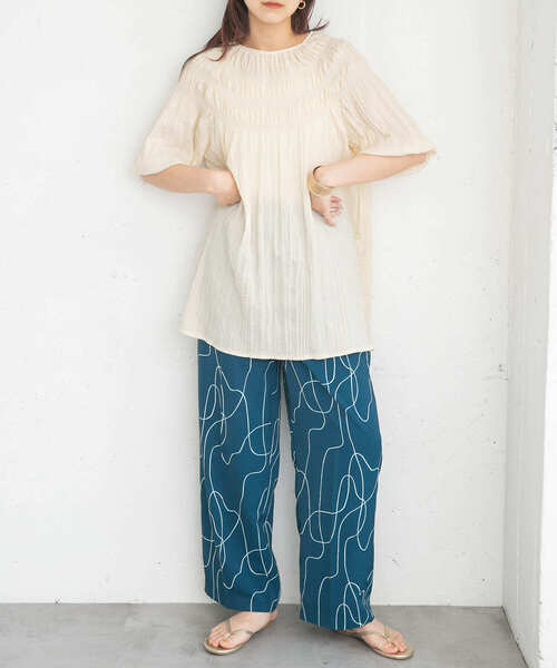 「KBF」 半袖チュニック ONE ブラウン レディース_画像8