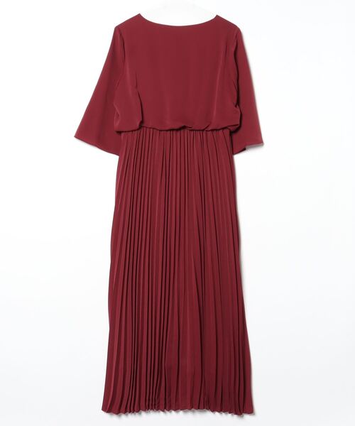 「DRESS STAR」 7分袖ワンピース - ワインレッド レディース_画像2
