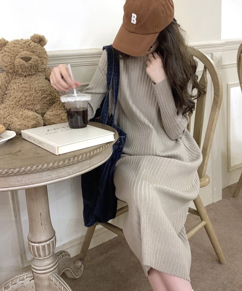 「Riff」 ニットワンピース FREE キャメル レディース_画像7