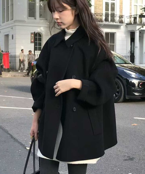コート チェスターコート ダブルブレストウールライクコート