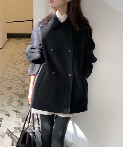 コート チェスターコート ダブルブレストウールライクコート
