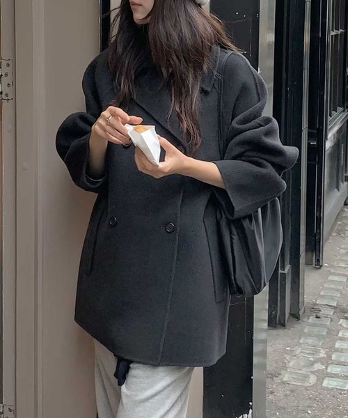 コート チェスターコート ダブルブレストウールライクコート