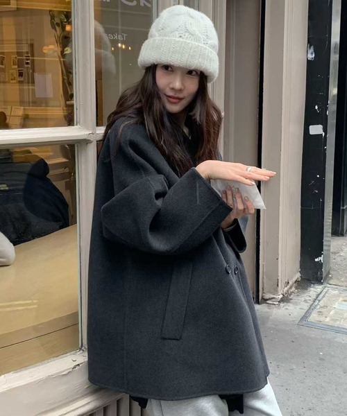 コート チェスターコート ダブルブレストウールライクコート